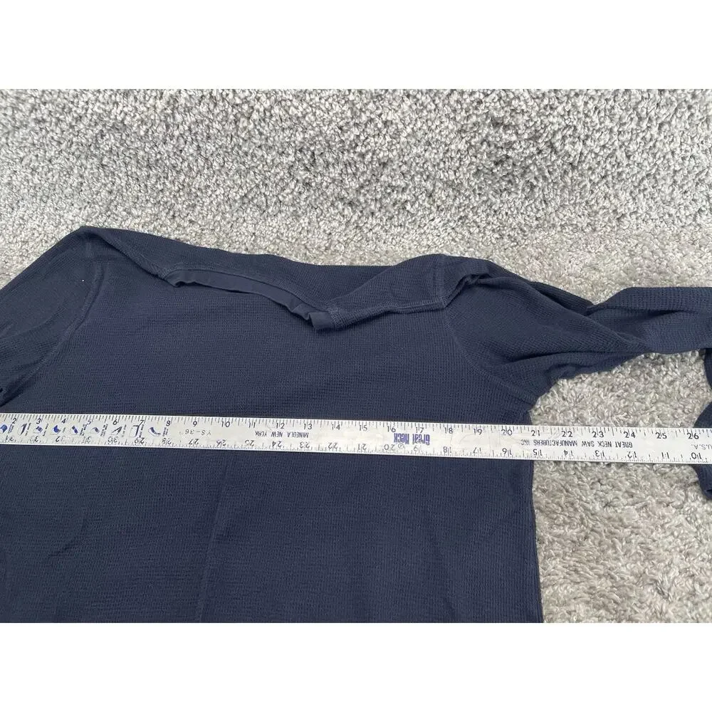 Hanes Originals Mens Thermal Crew Top Size Large Blue Color Warm
